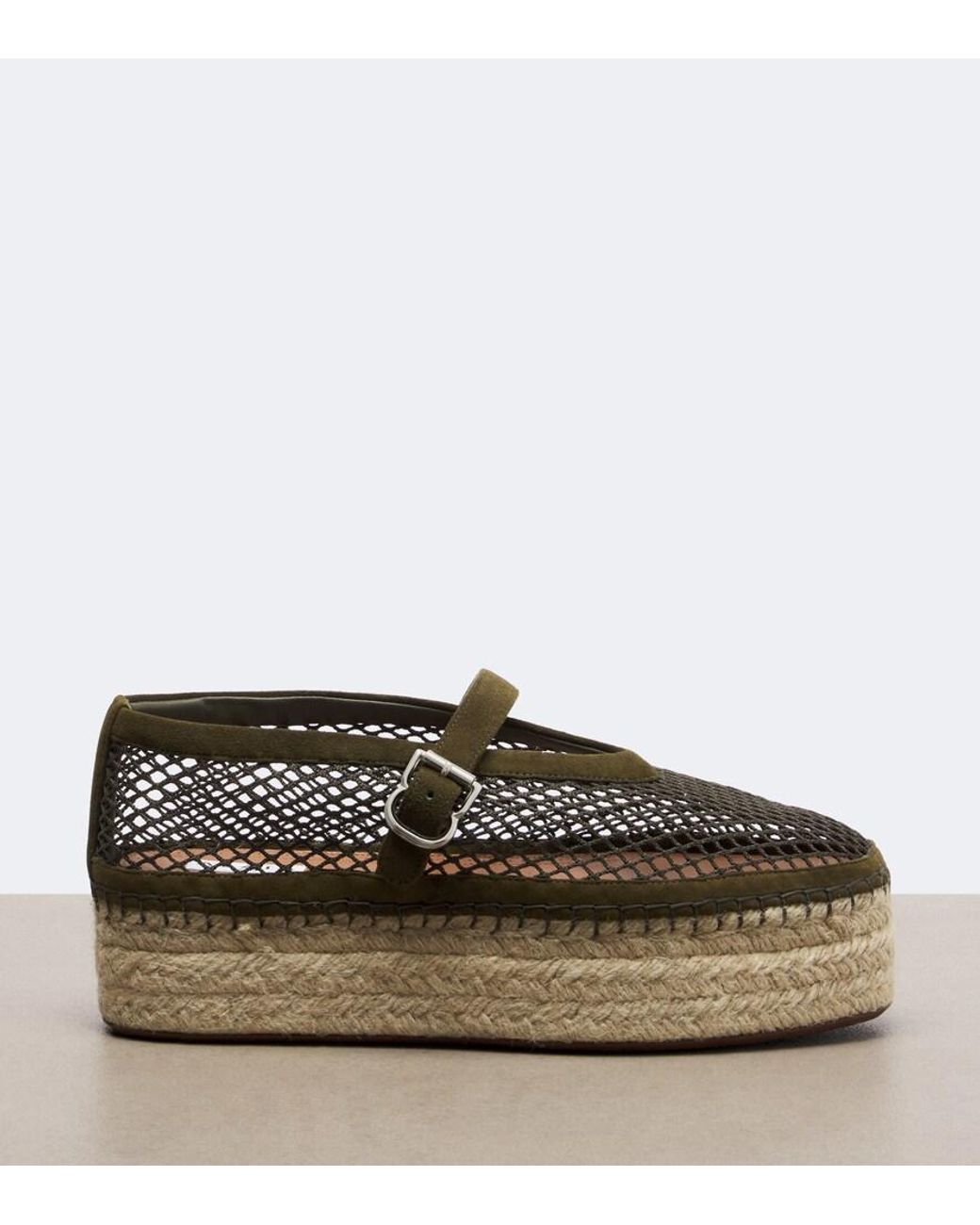 Alaïa Brown Suede-Trimmed Fishnet Platform Espadrilles