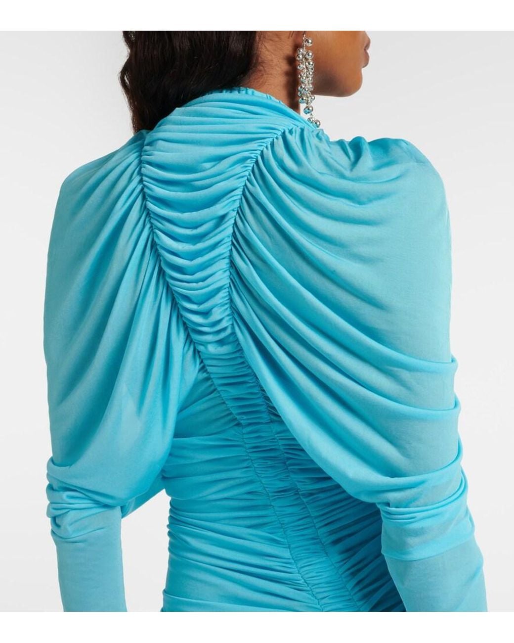 Christopher Esber Blue Orion Ruched Sheer Minidress