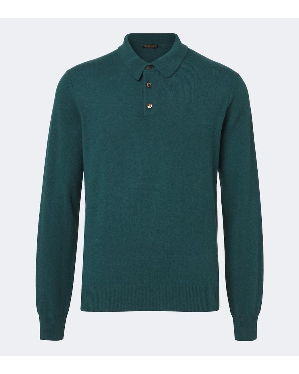 Rubinacci Green Cashmere Polo Sweater for men