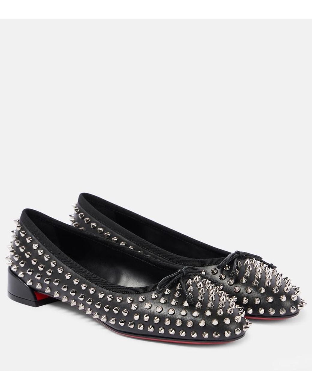 Christian Louboutin Black Sweetie Jane Spikes Leather Flat