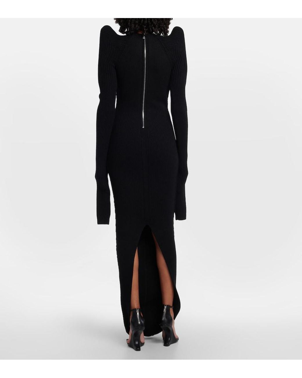Rick Owens Blue Cashmere And Wool Gown