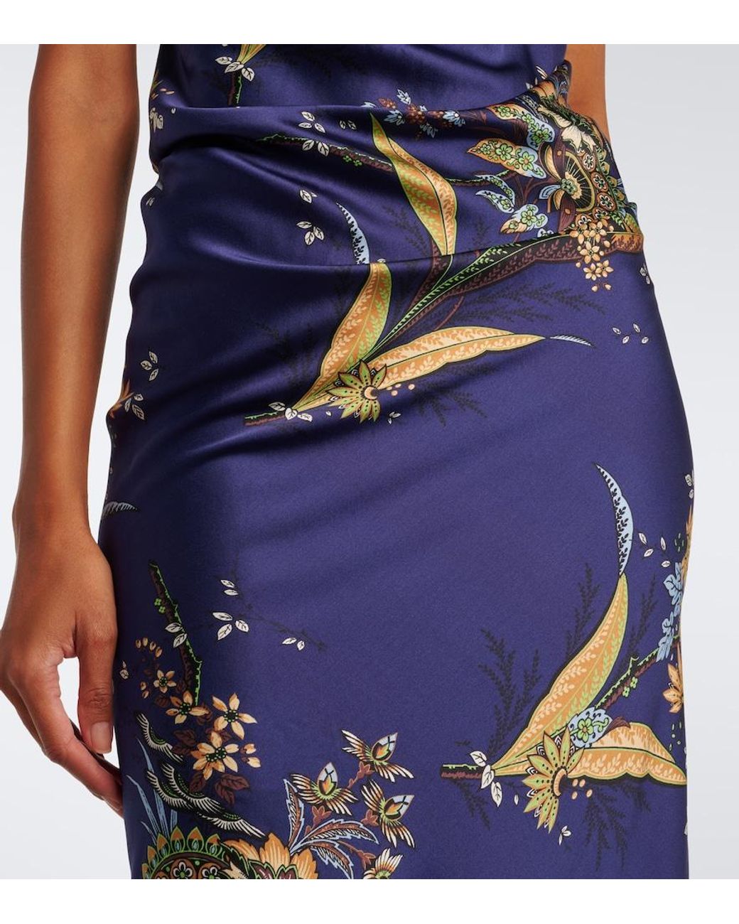 Staud Blue Charli Printed Silk-Blend Maxi Dress