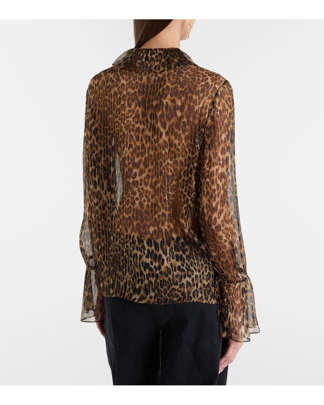 Nili Lotan Brown Cecily Leopard-Print Silk-Blend Blouse