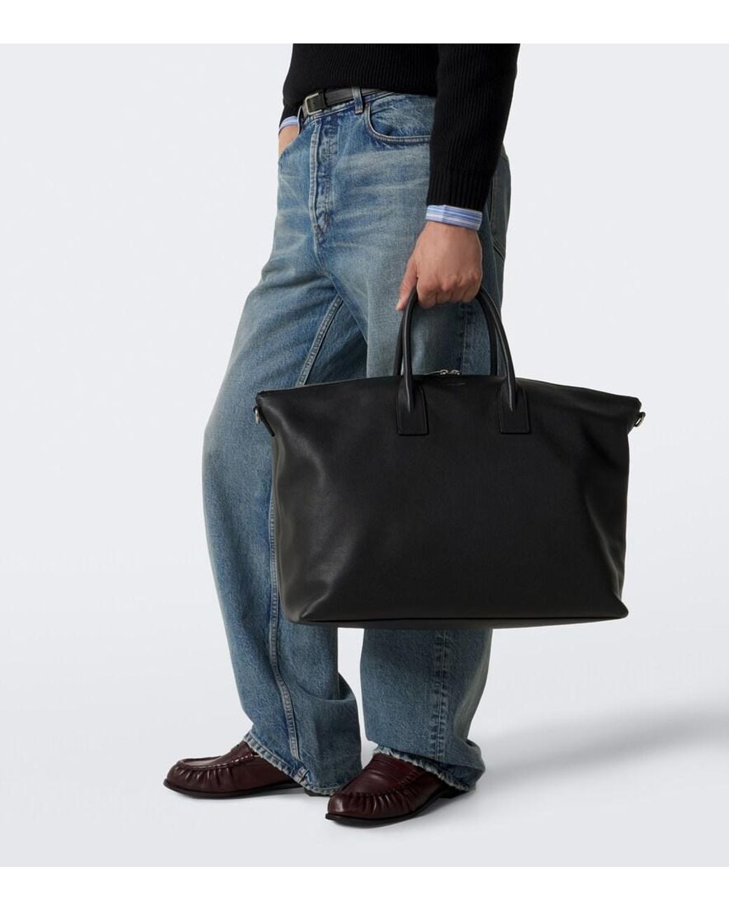 Saint Laurent Black Leather Duffel Bag for men