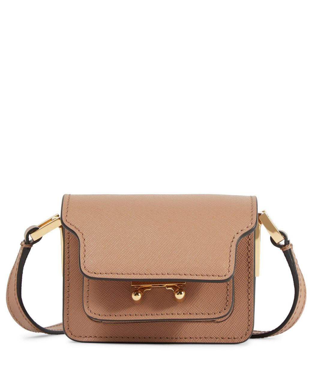 【MARNI】Medium Saffiano Trunk Shoulder Bag Brown Sugar Medium Trunk Bag by Marni- La Garçonne