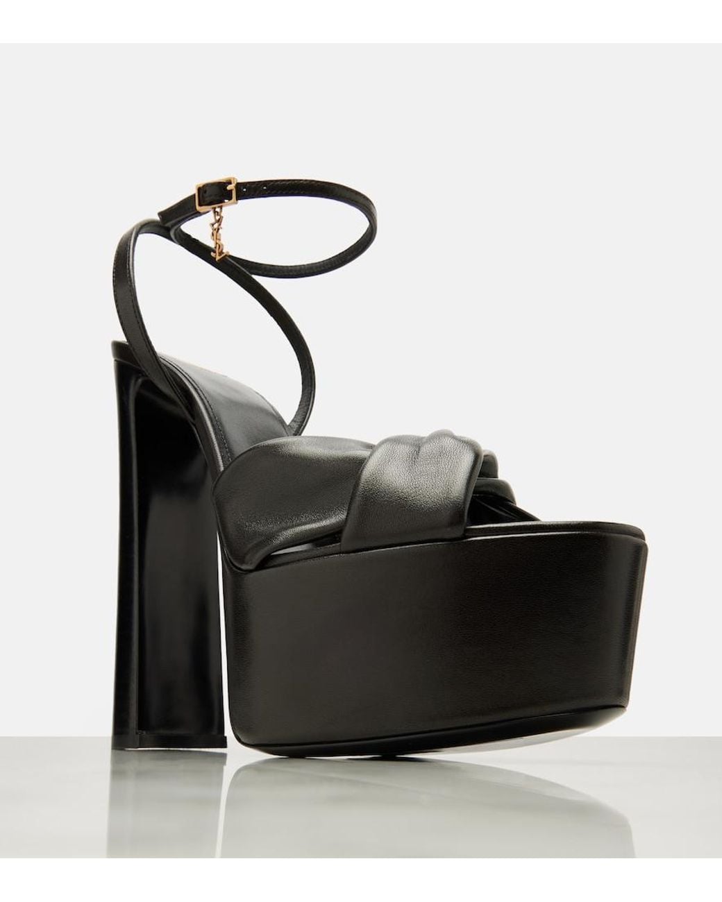 Saint Laurent Black Franciane 105 Leather Platform Sandals