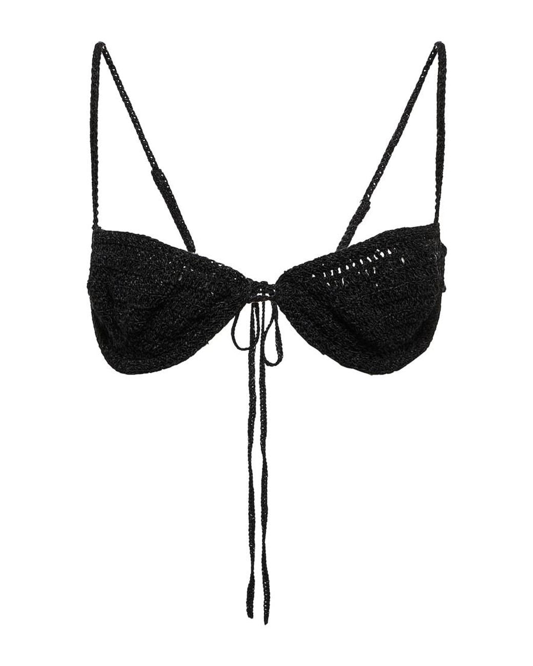 Magda Butrym Black Crocheted Cotton-Blend Bra