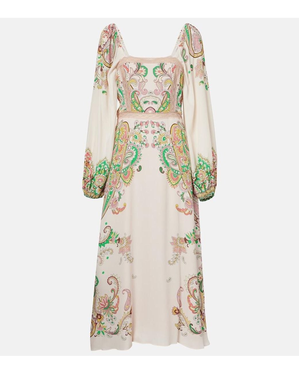 Etro Natural Printed Midi Dress