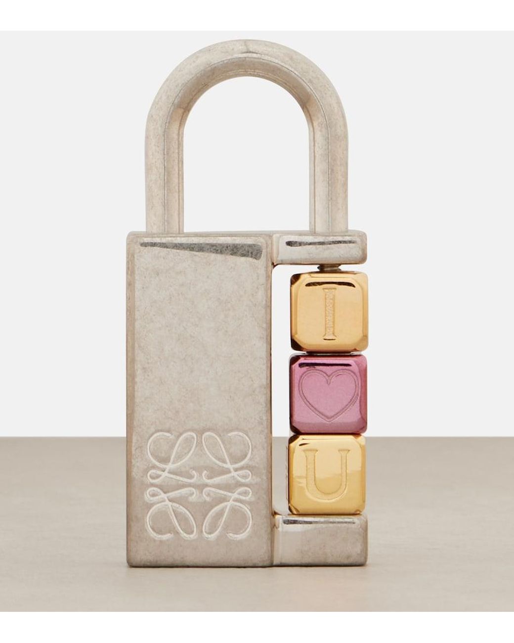 Loewe White Padlock Brass Bag Charm