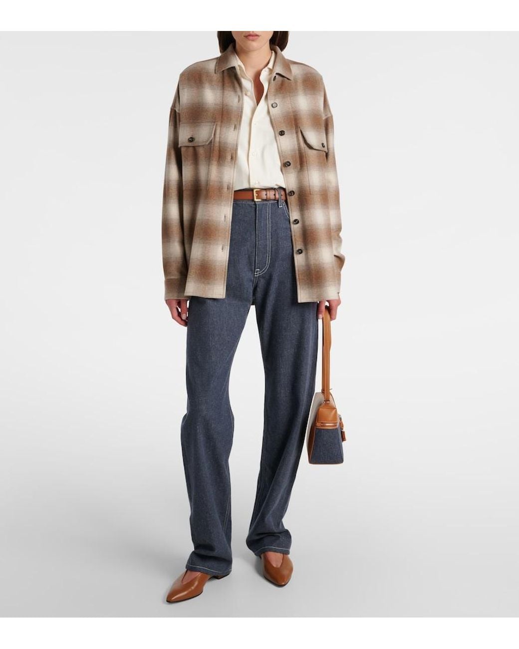 Loro Piana Blue Tye High-Rise Wide-Leg Jeans