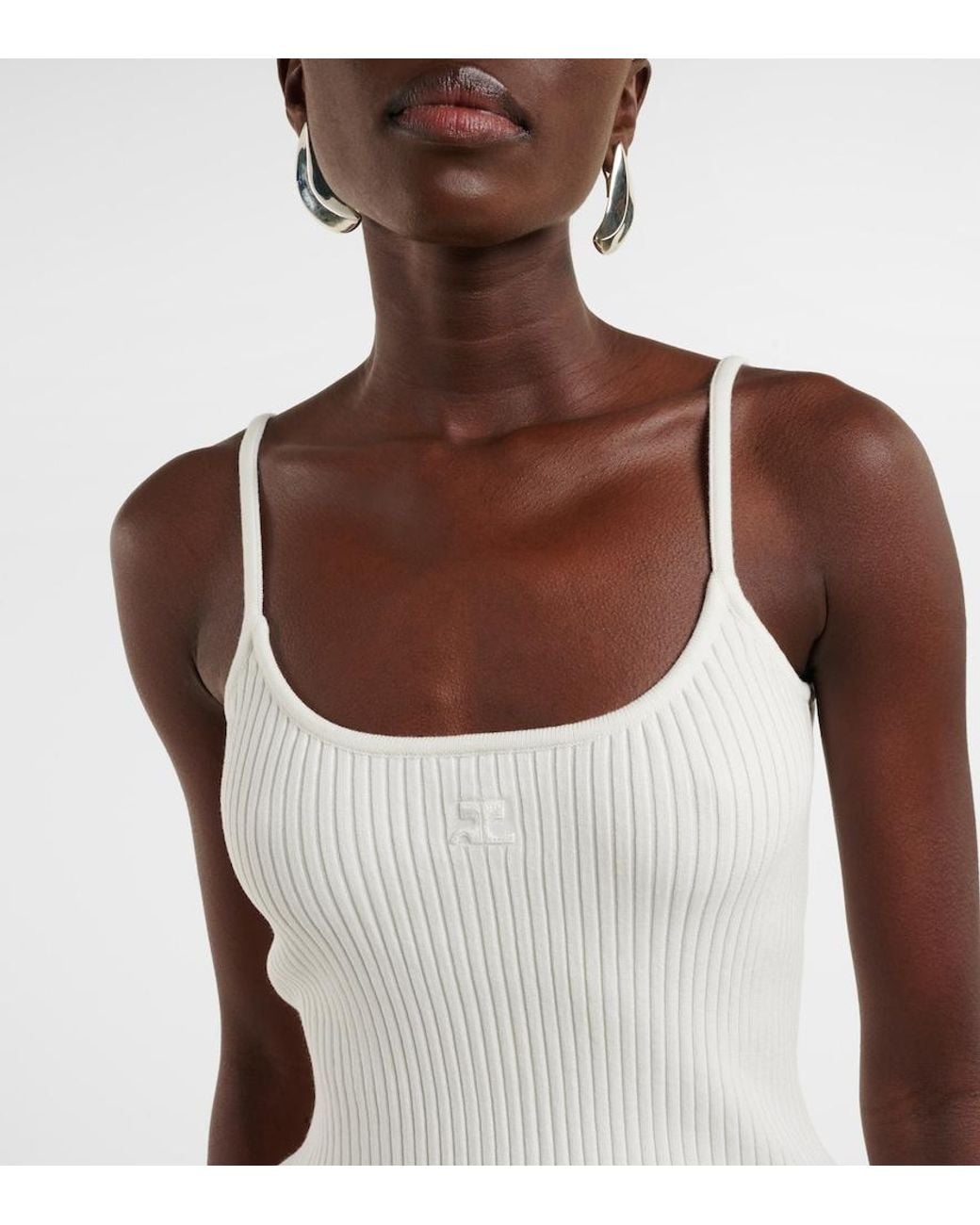 Courreges White Reedition Ribbed-Knit Top