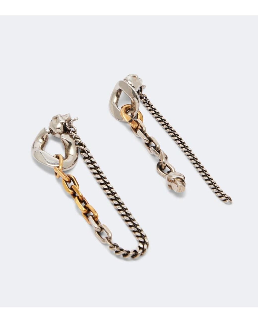 McQueen White Dual Chain Earrings