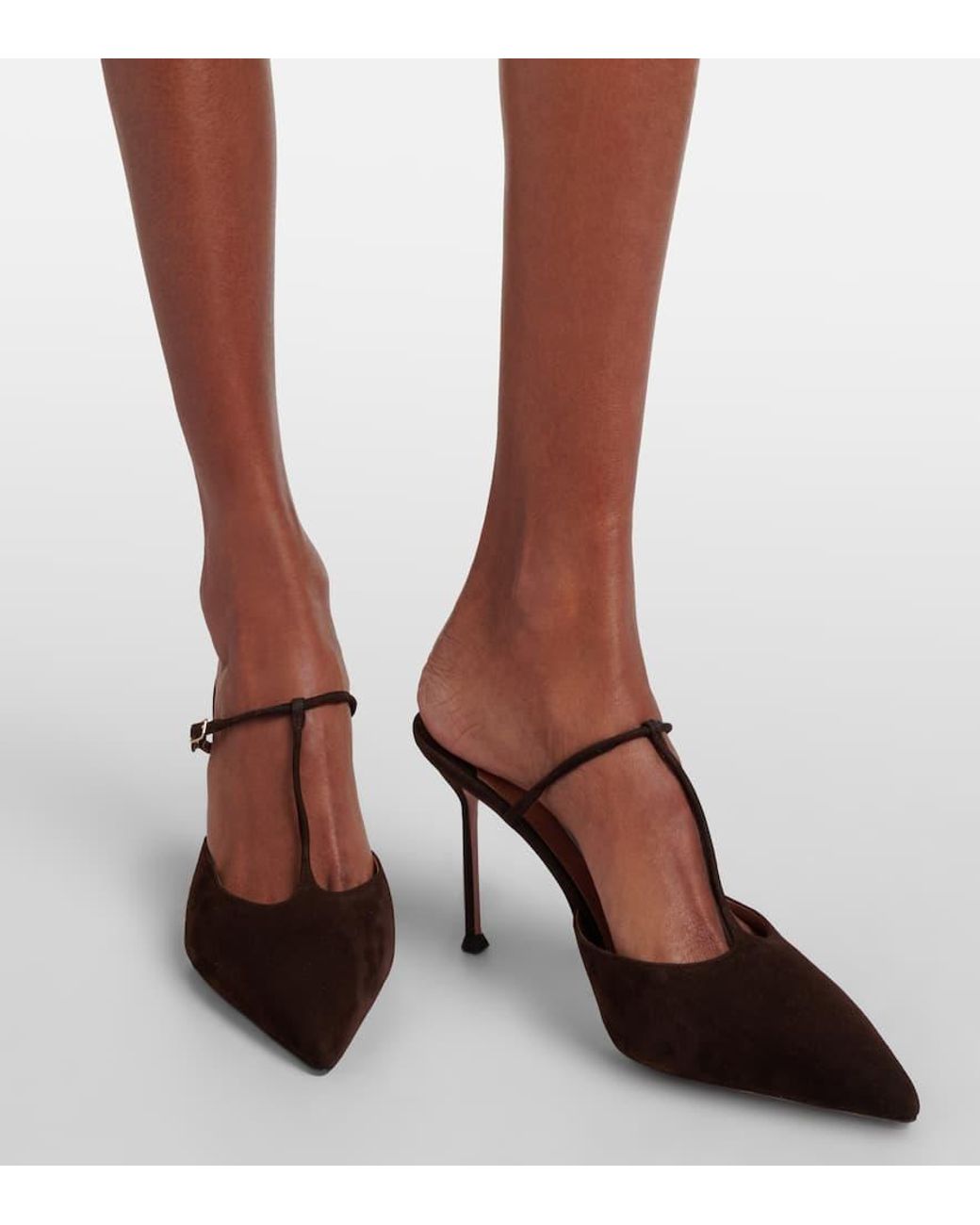 Aquazzura Brown Sorbonne 85 Suede Mules