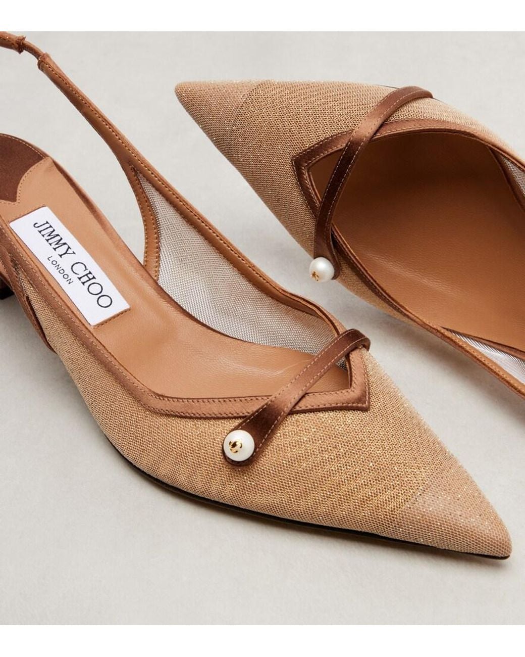 Pumps Slingback Amita 45 Con Finiture di Jimmy Choo in Brown