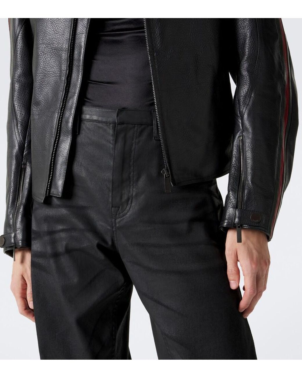 Jeans Anchos Con Web Gucci de hombre de color Gray