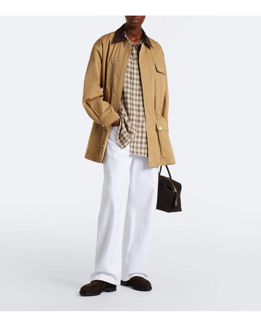 FRAME Natural Corduroy-Trimmed Cotton Twill Jacket