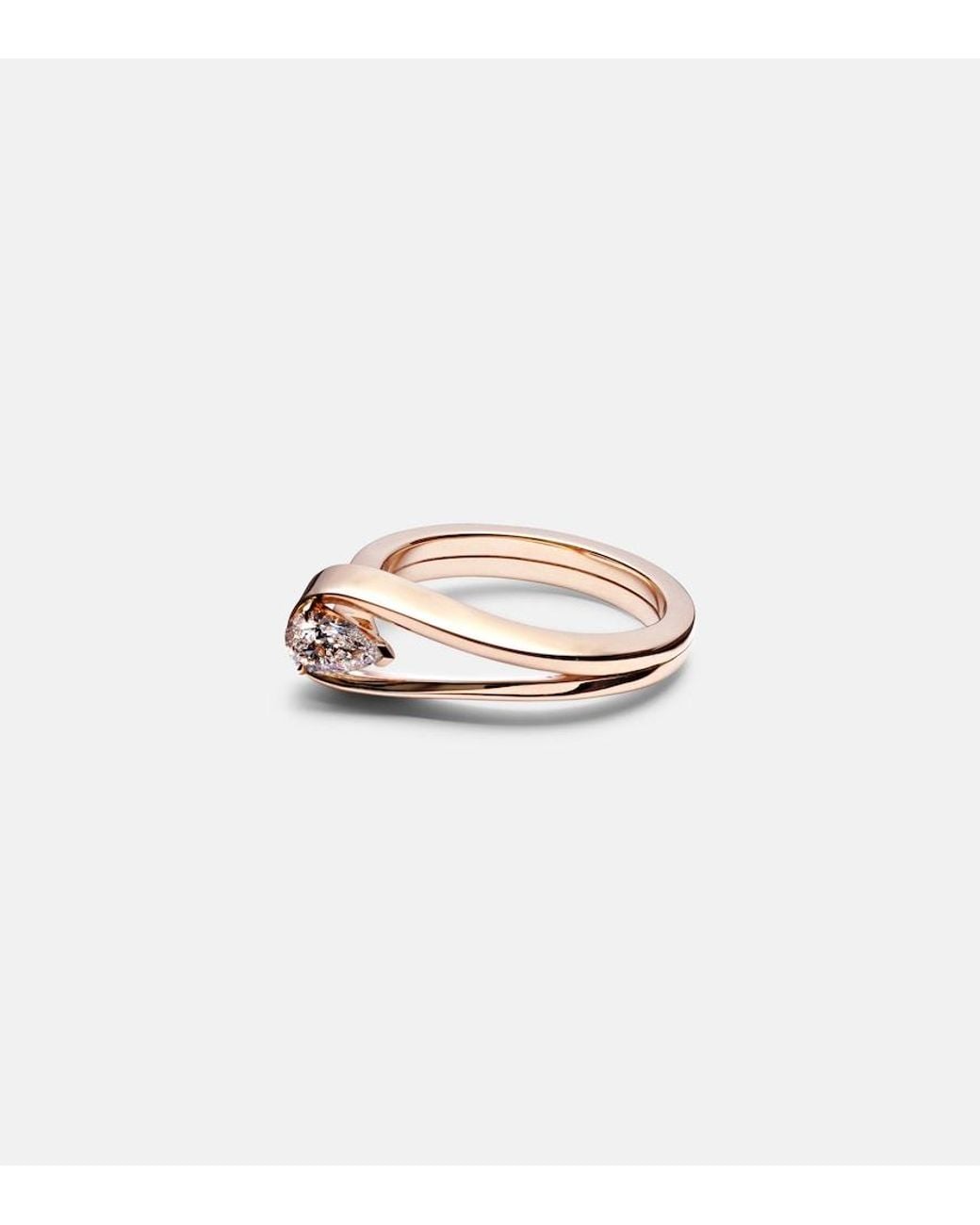 Repossi White Serti Inverse 18Kt Rose Ring With Diamond