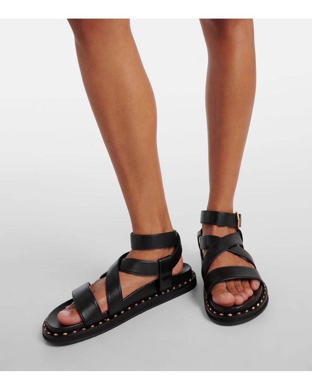 Jimmy Choo Black Blaise Leather Sandals