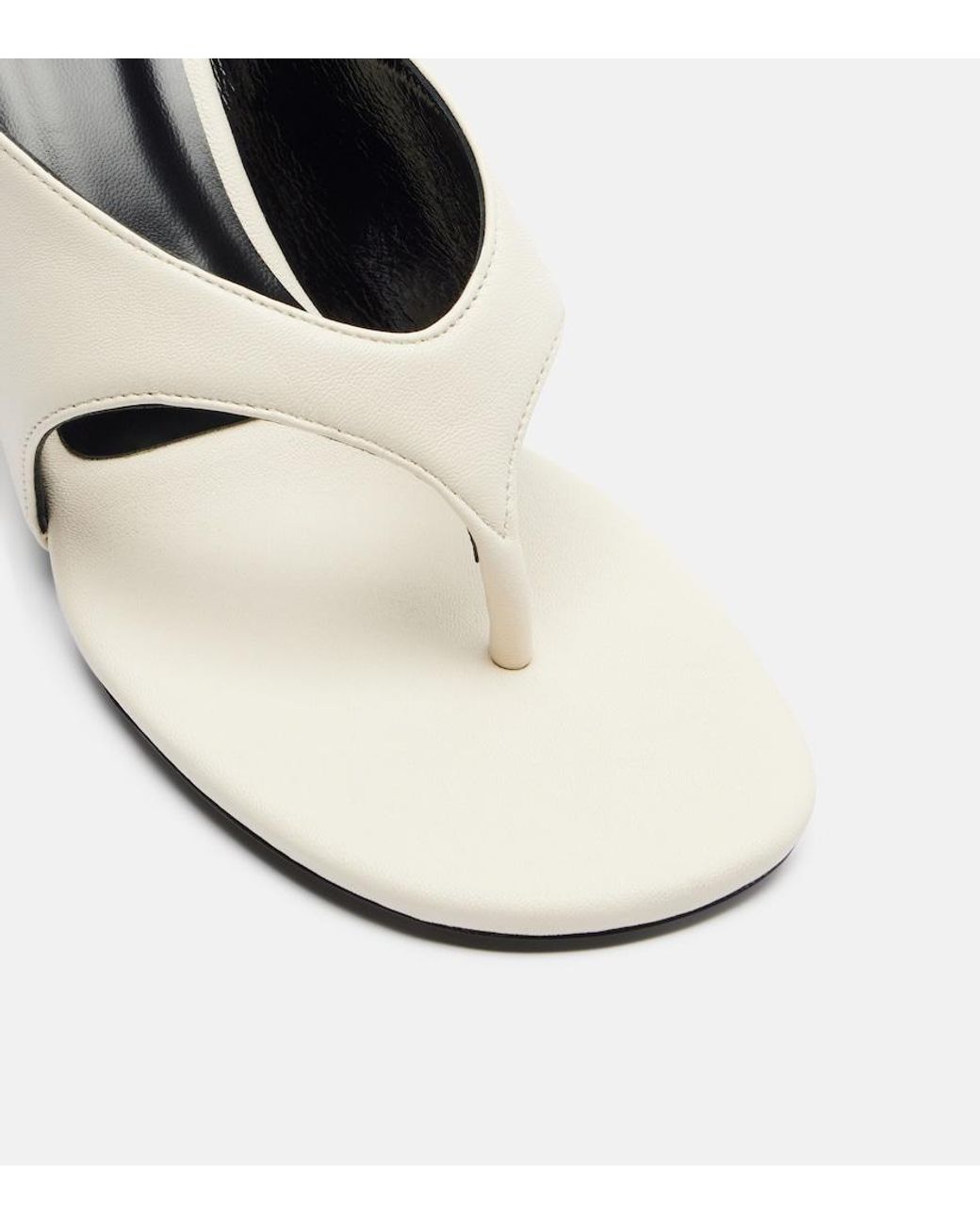 Jude White Yaga Leather Wedge Thong Sandals