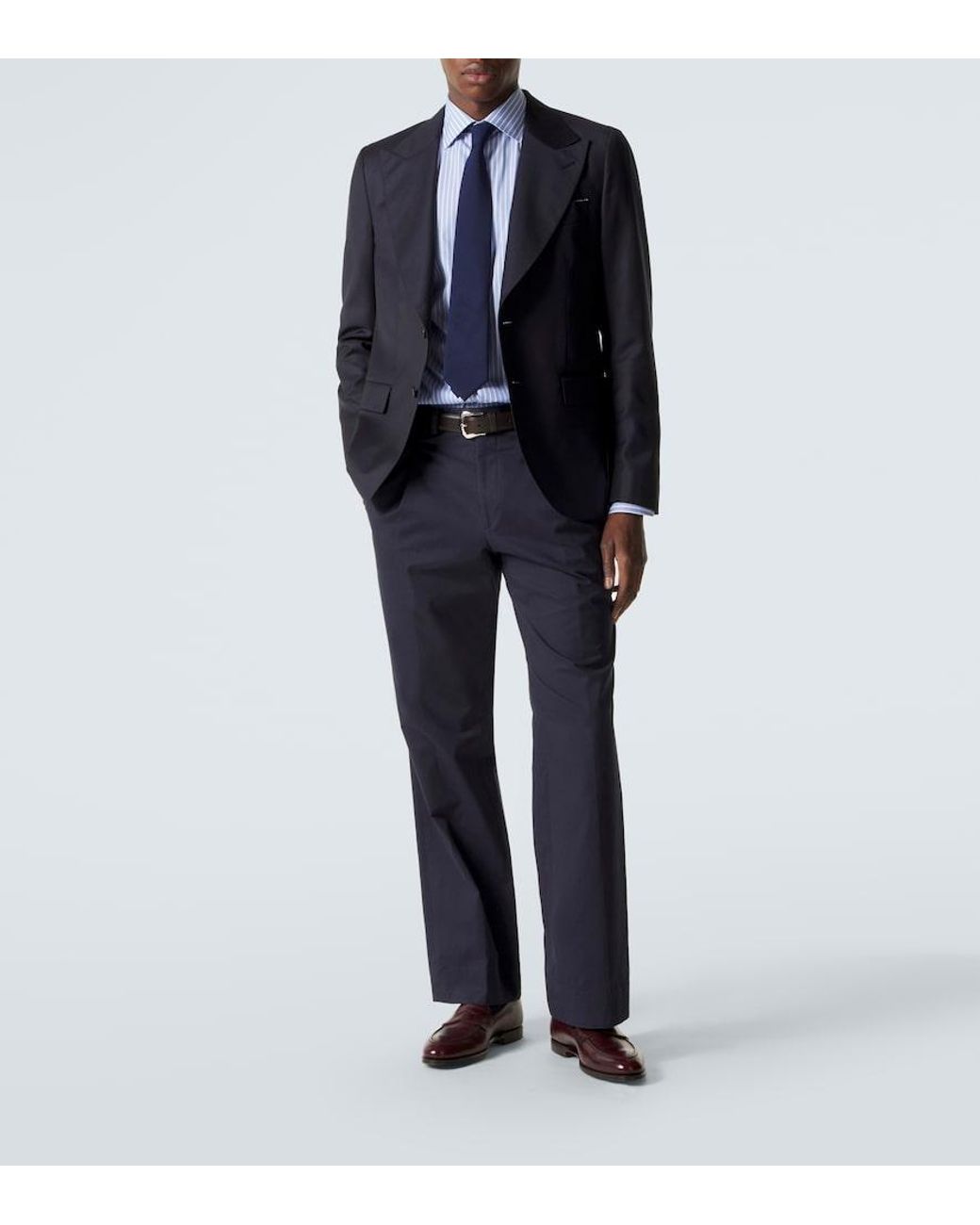 Canali Blue Striped Cotton Poplin Shirt for men