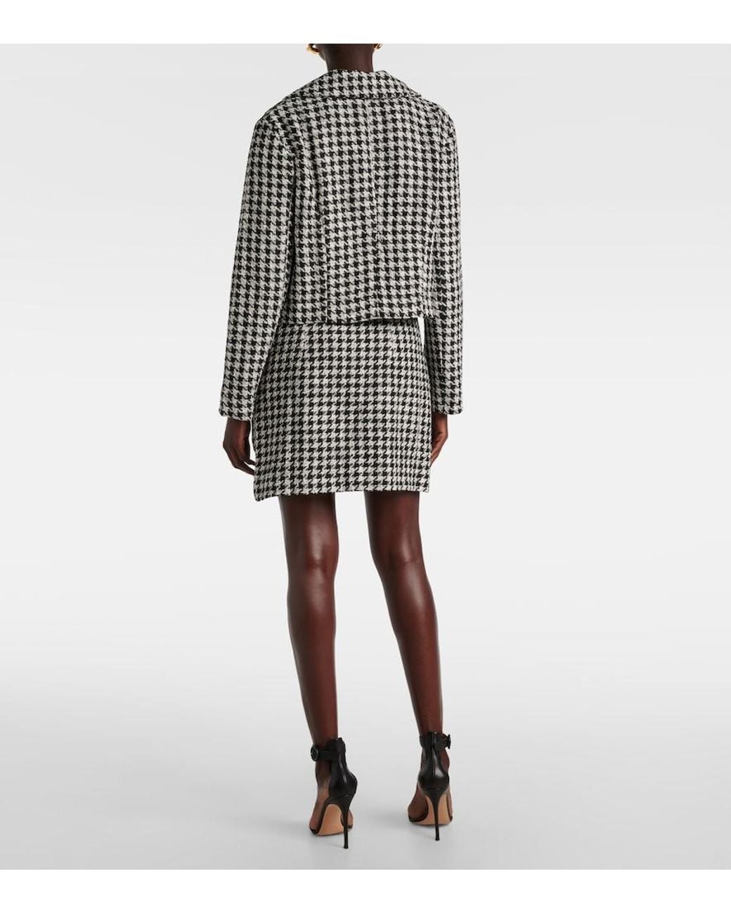 Rixo Black Houndstooth Cropped Jacket