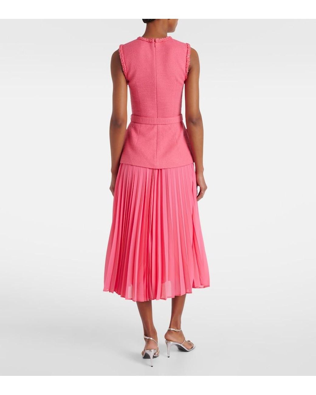 Rebecca Vallance Pink Montana Crepe And Georgette Midi Dress
