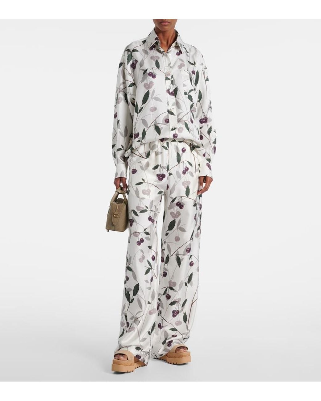 Stella McCartney Gray Printed Silk Twill Shirt