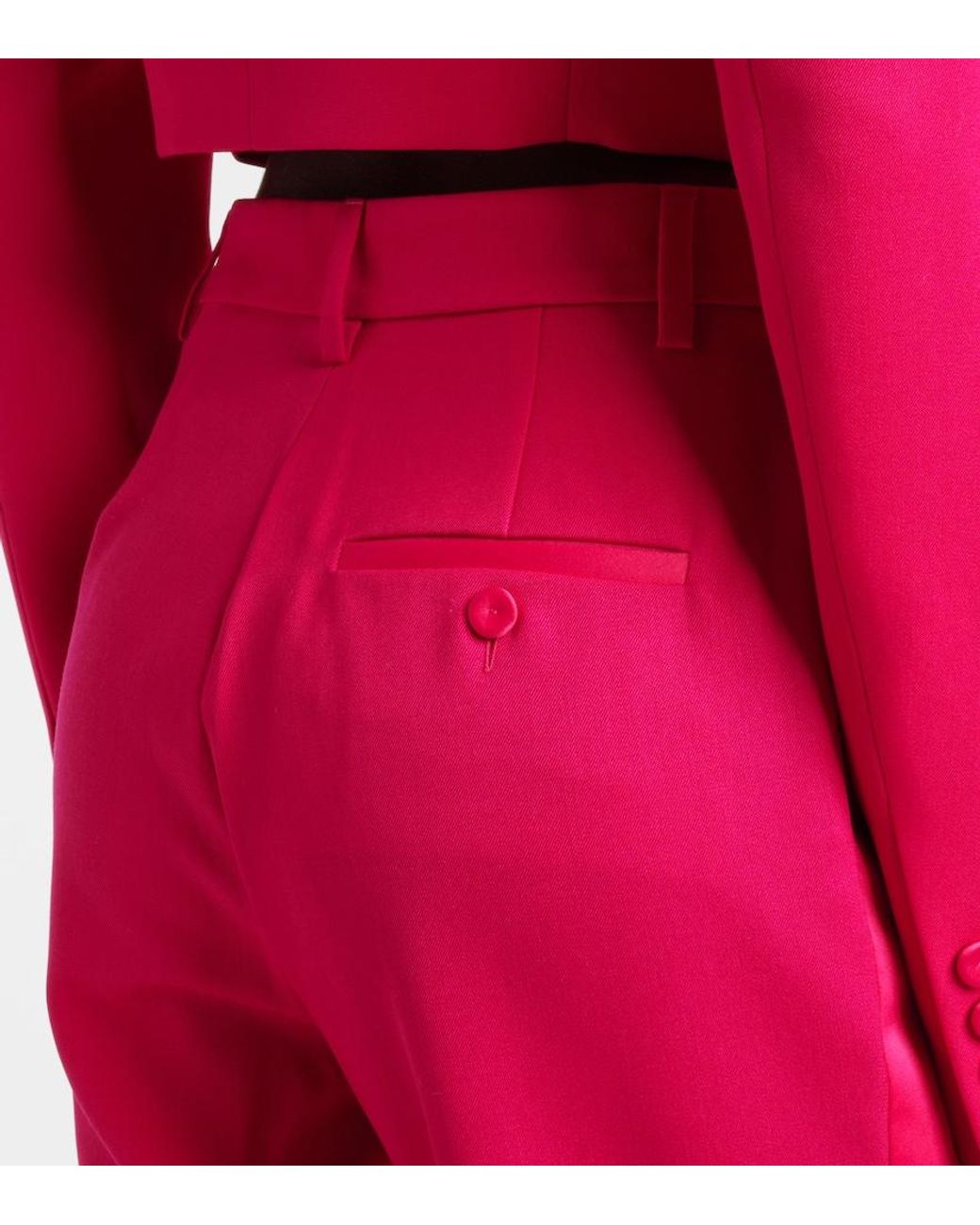 Area Pink Floral-Applique Wool Capri Pants