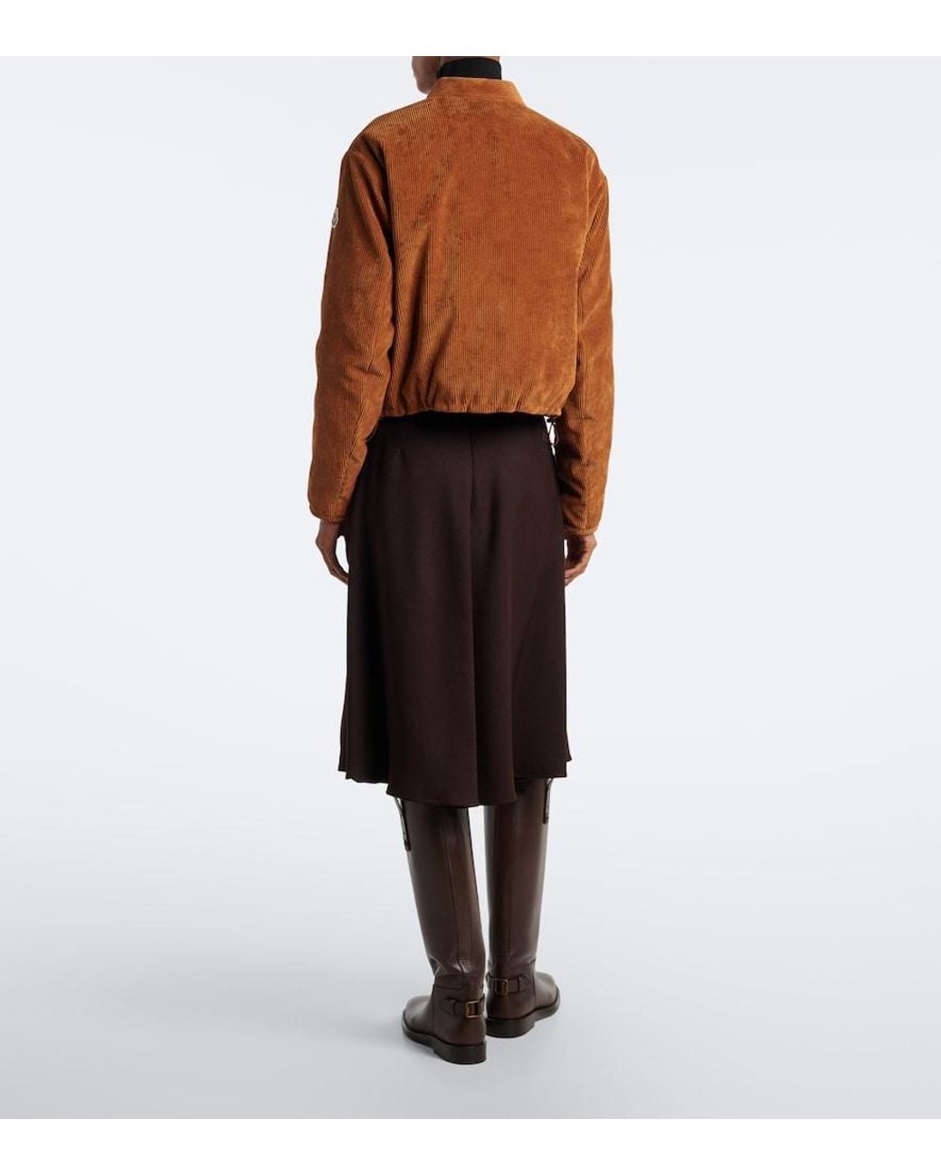 Moncler Black Virgin Wool Gabardine Midi Skirt