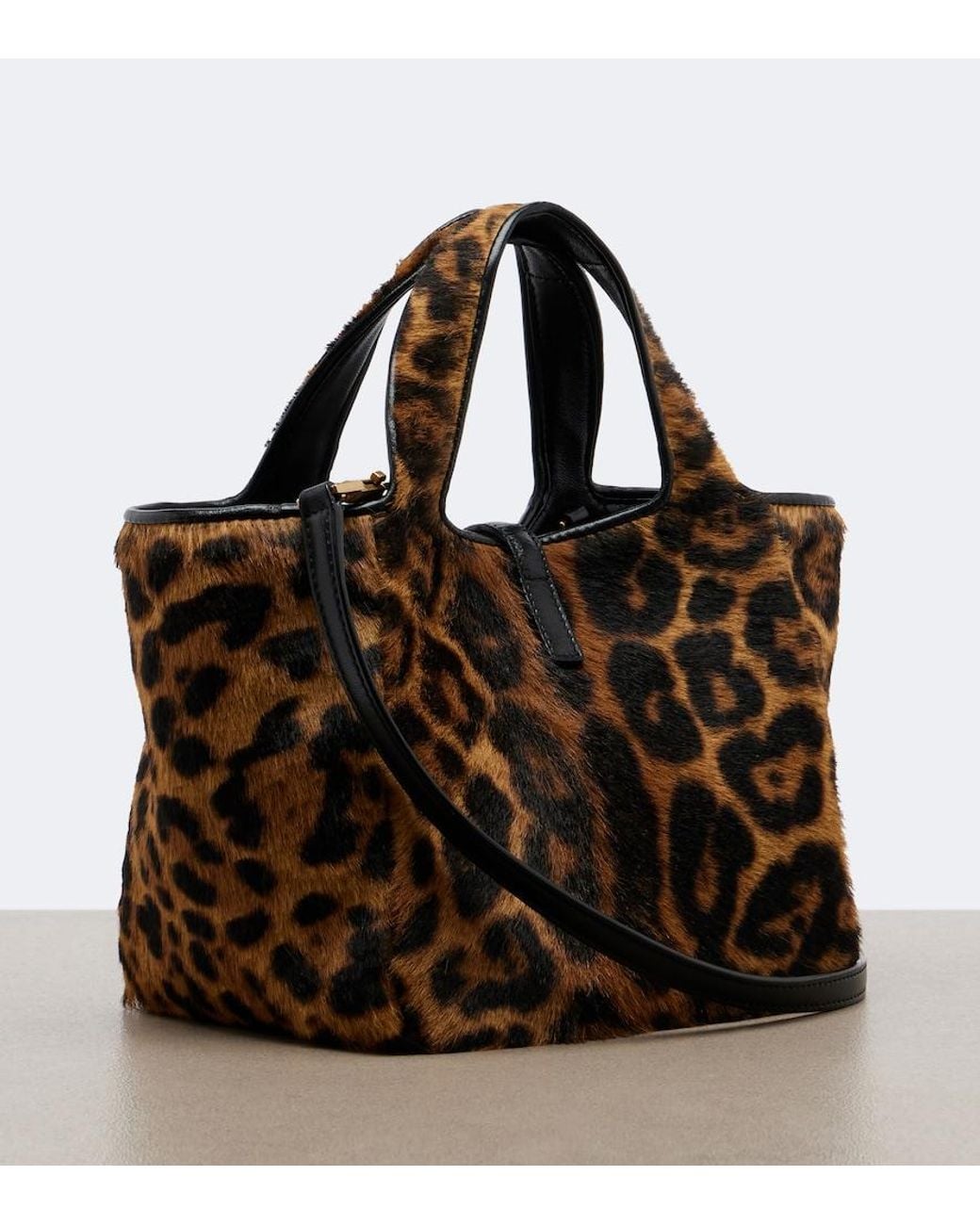 Saint Laurent Brown Le 5 A 7 Bea Baby Calf Hair Top-Handle Bag