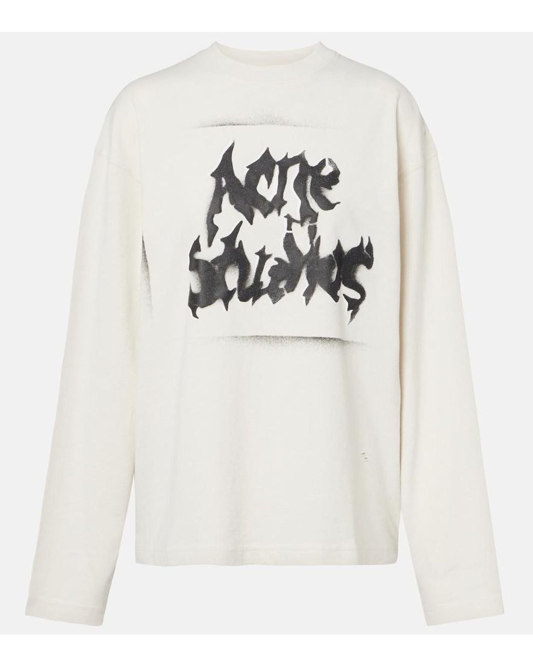 Acne White Logo Cotton-Blend Jersey Sweatshirt