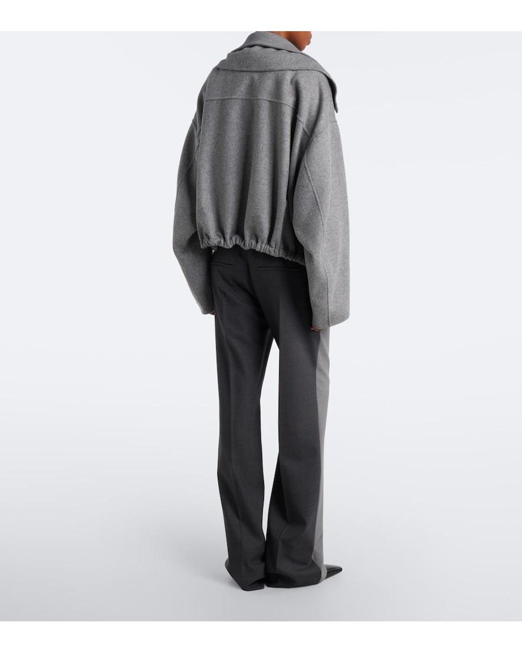Sportmax Gray Virgin Wool Straight Pants