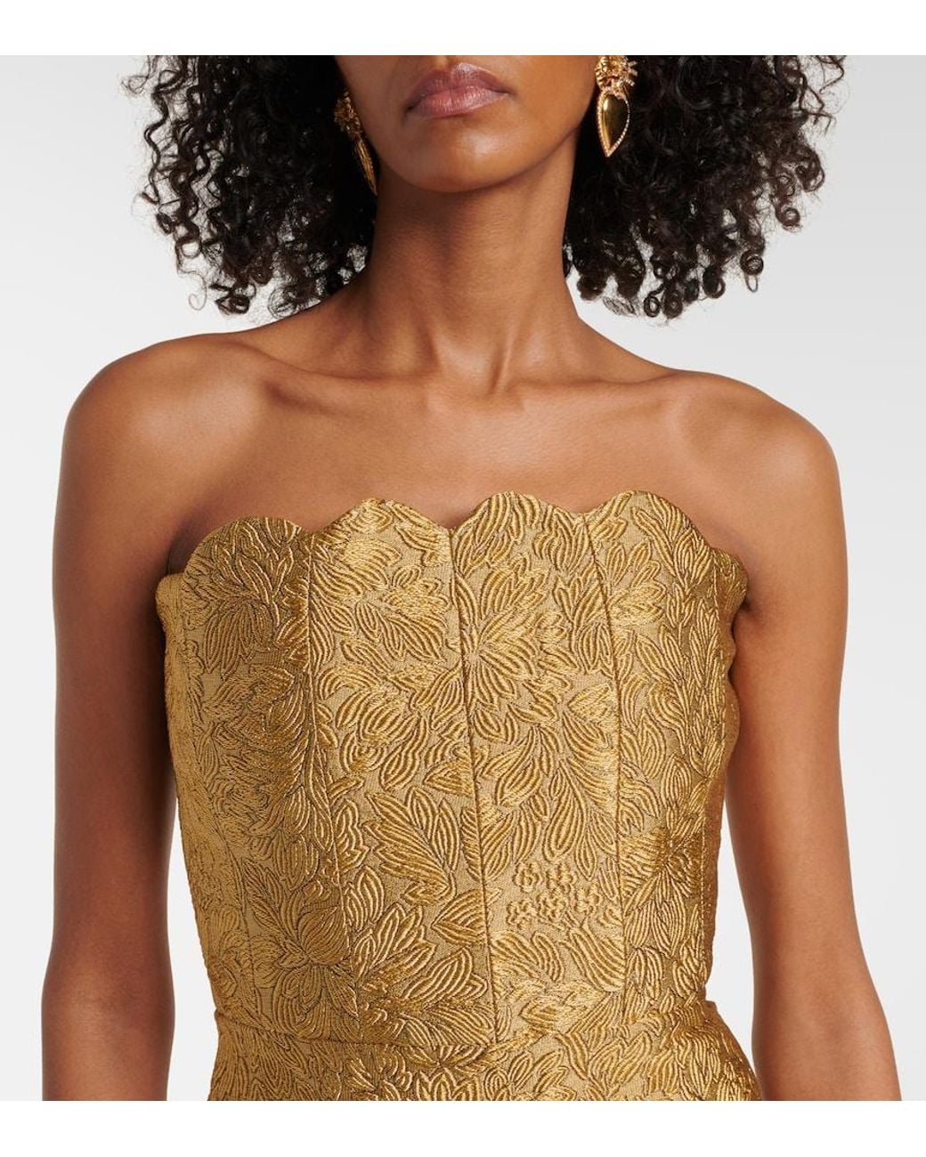 Markarian Natural Marcella Floral Brocade Cocktail Dress