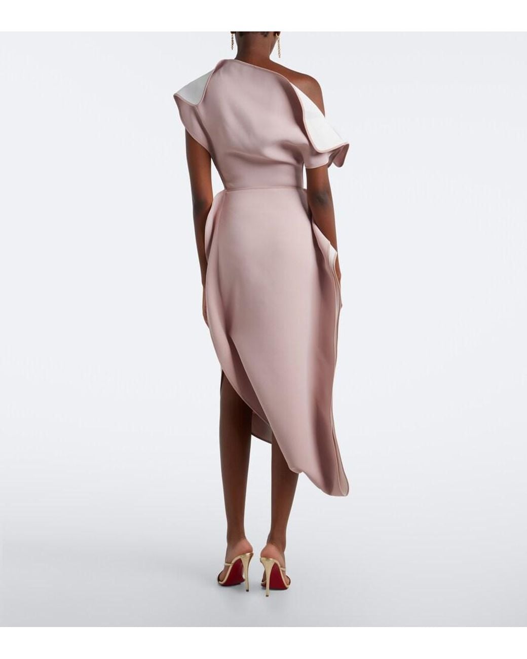 Maticevski Pink Invoke Draped Asymmetric Midi Dress