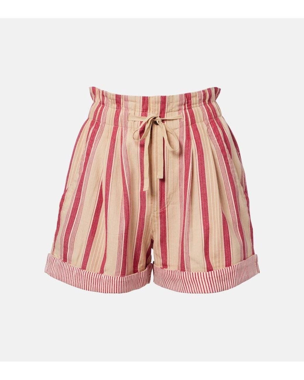 Isabel Marant Red Nirma Striped Cotton Shorts