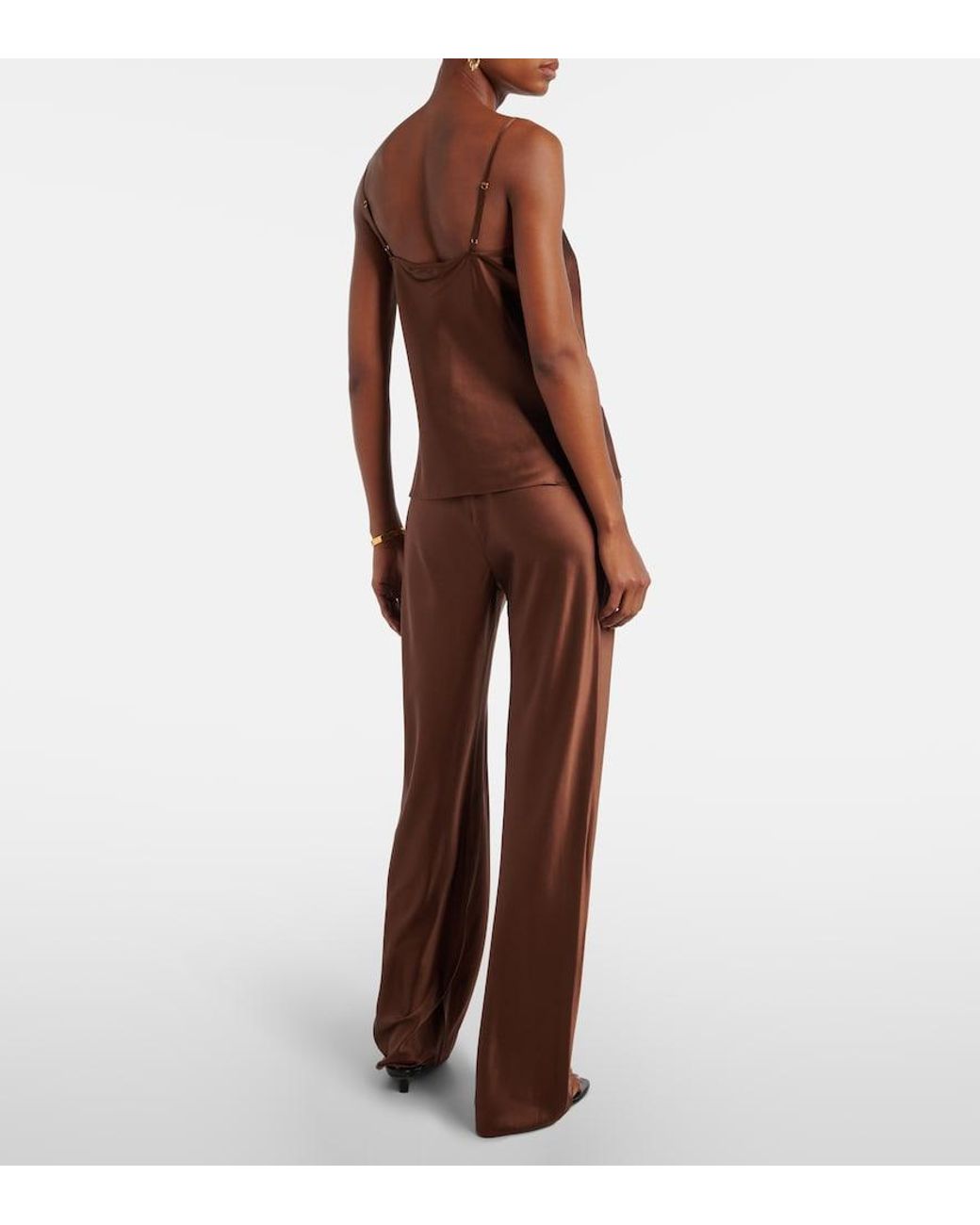 Veronica Beard Brown Billie Silk-Blend Straight Pants