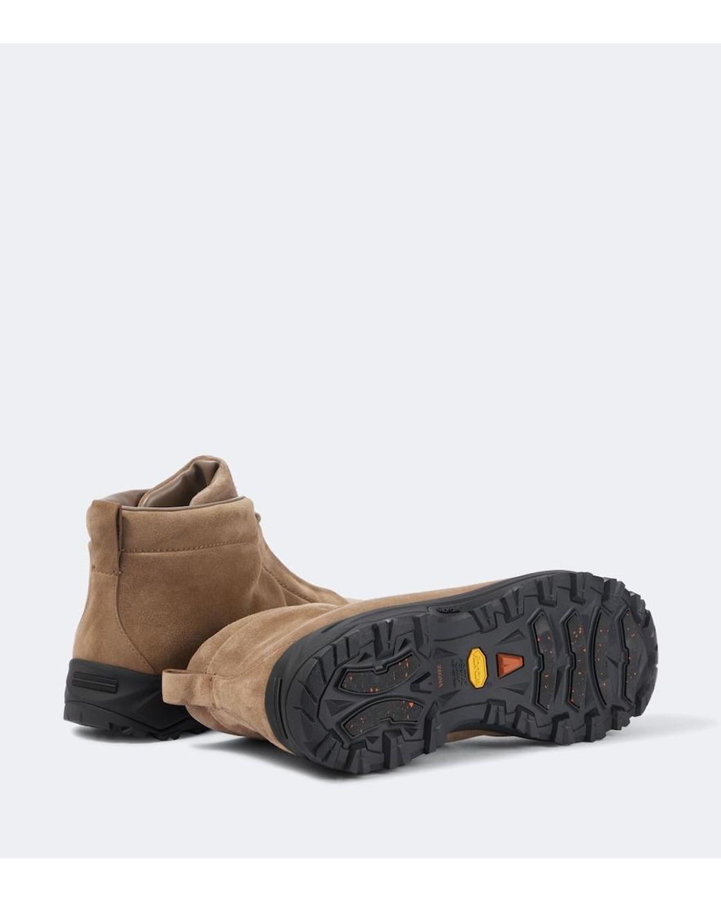 Zegna Brown Triple Stitch Suede High-Top Sneakers for men