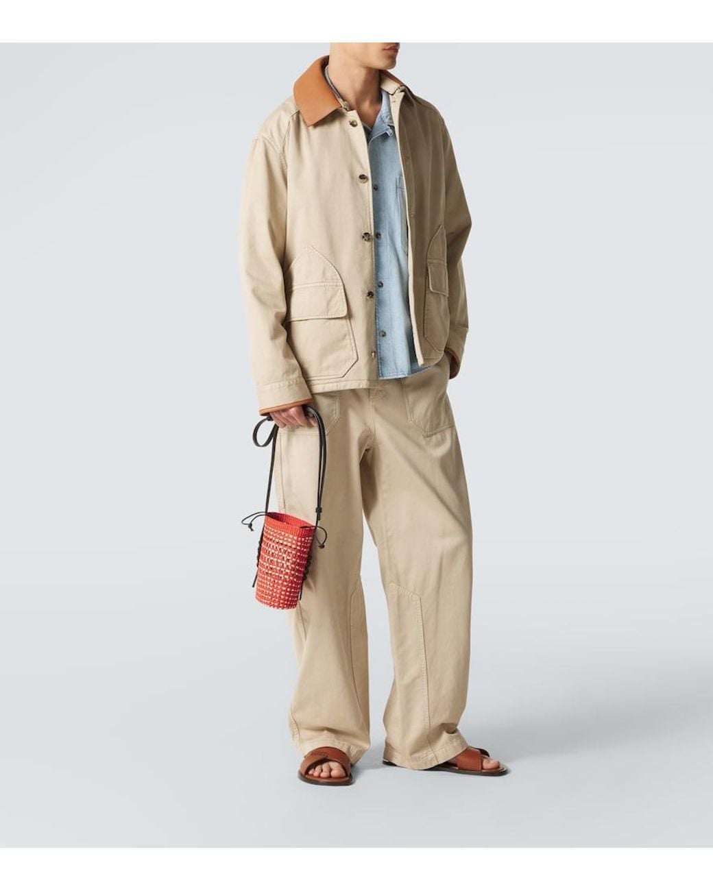 Loewe Red Paula's Ibiza Leather-Trimmed Shoulder Bag for men