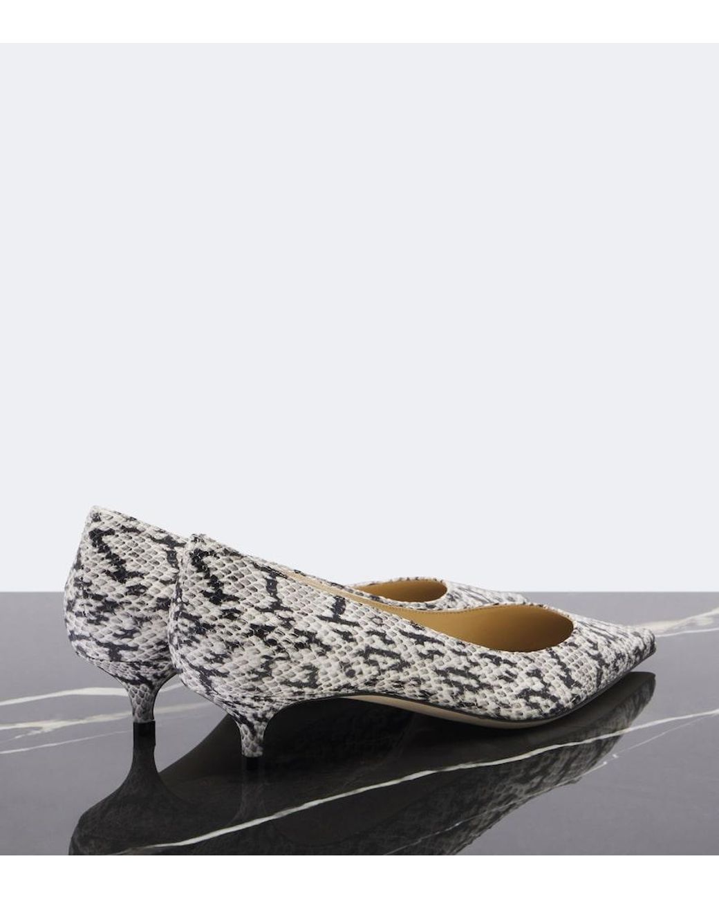 Jimmy Choo White Amelia Snake-Effect Leather Pumps