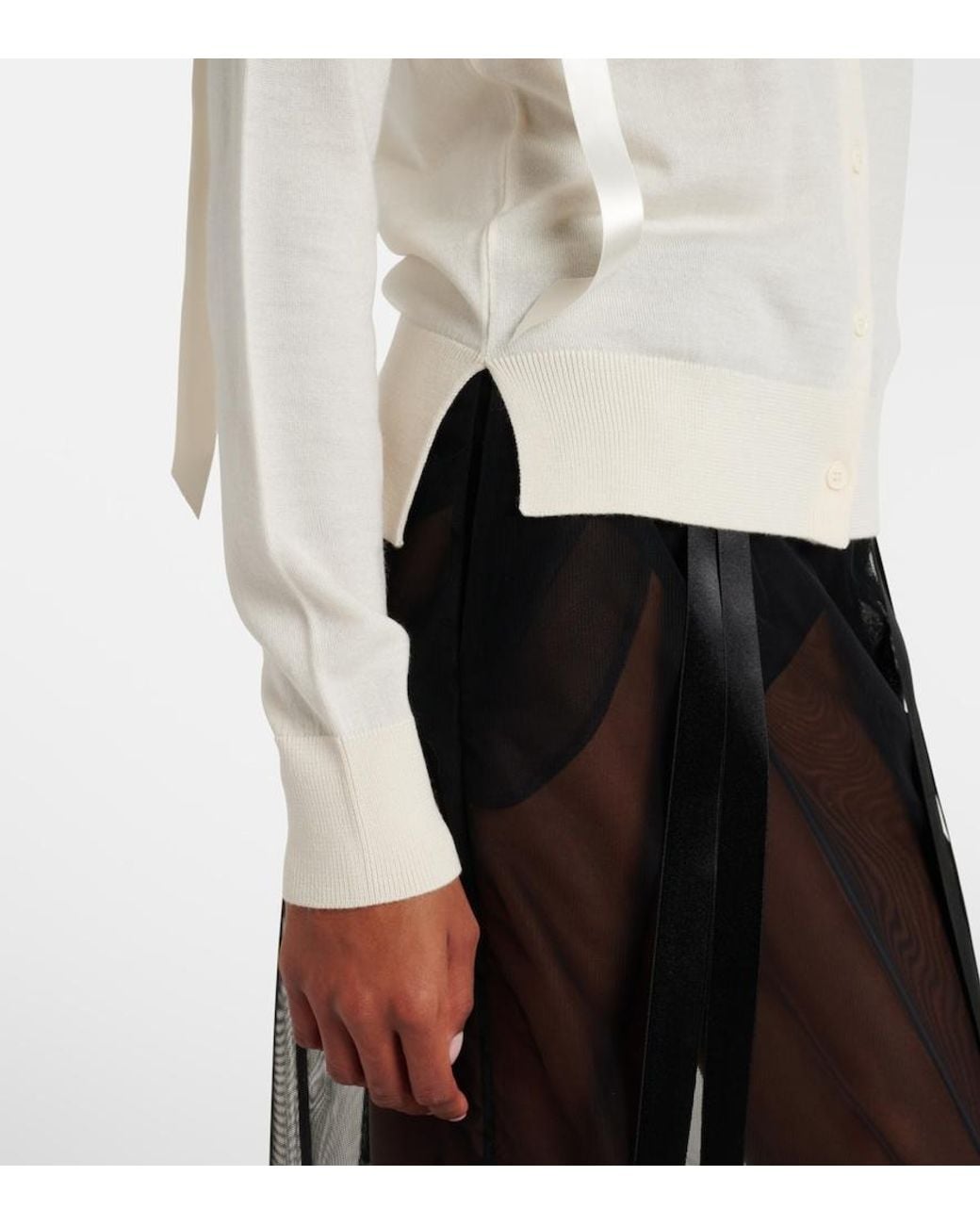 Simone Rocha White Wool And Silk Cardigan