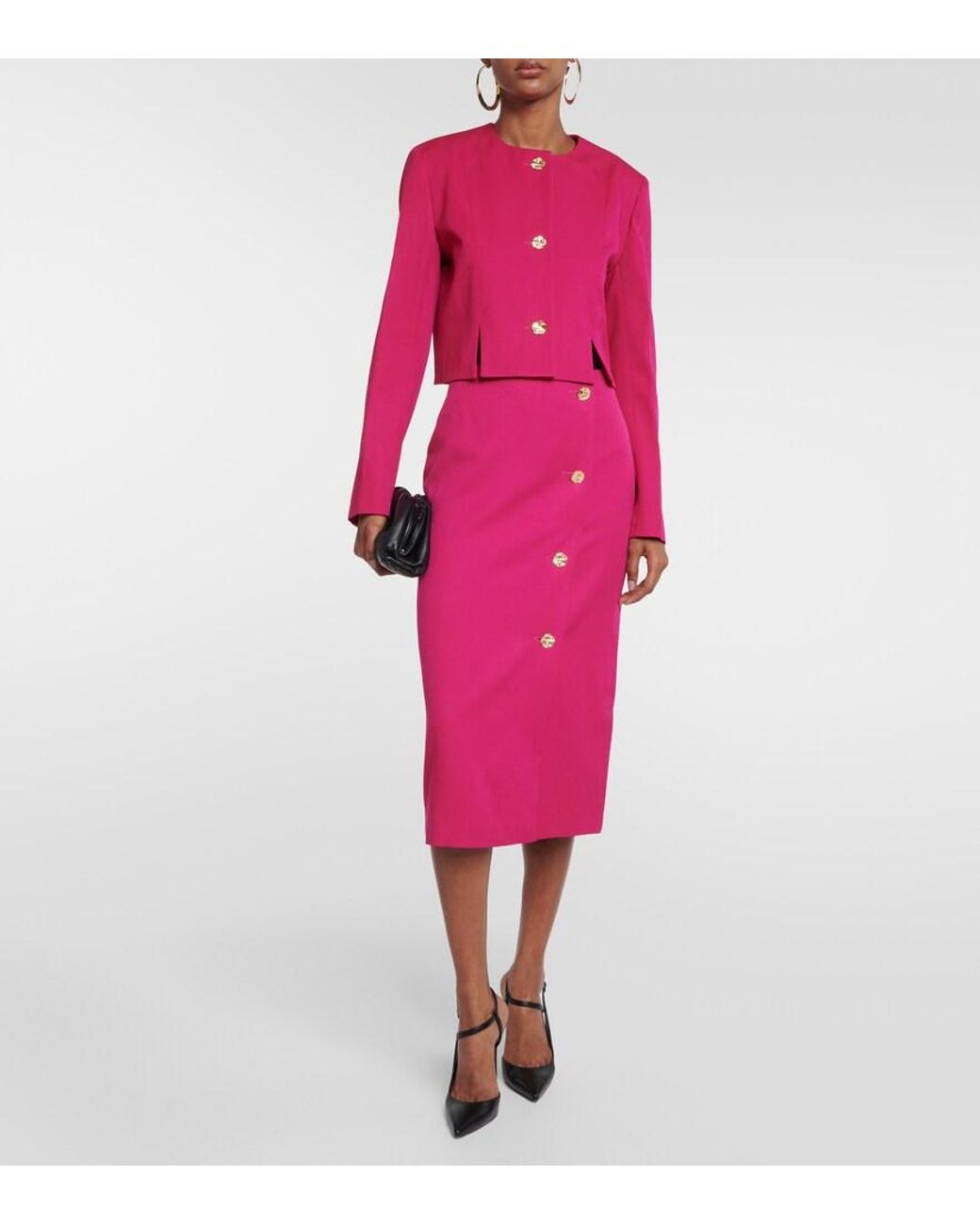 Nina Ricci Pink Wool Midi Pencil Skirt