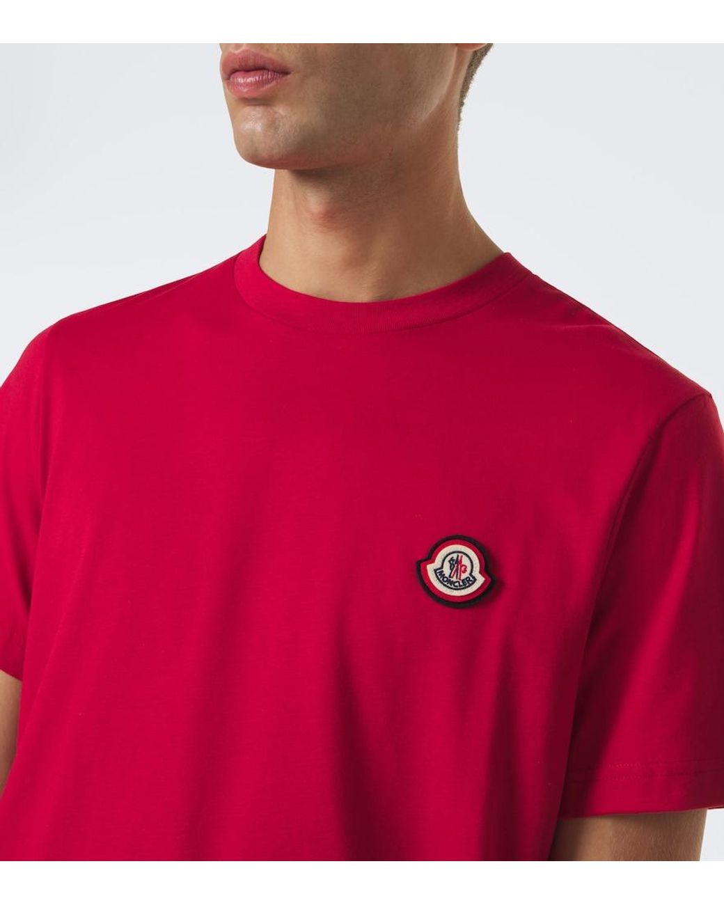 Moncler Red Cotton Jersey T-Shirt for men