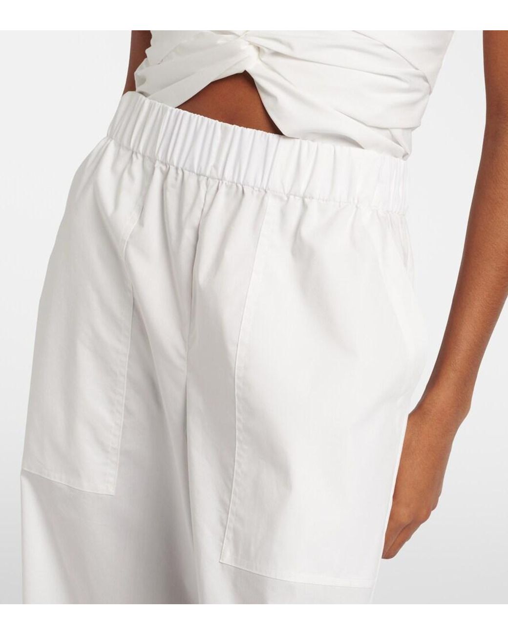 Jonathan Simkhai White Arden Cotton-Blend Wide-Leg Pants