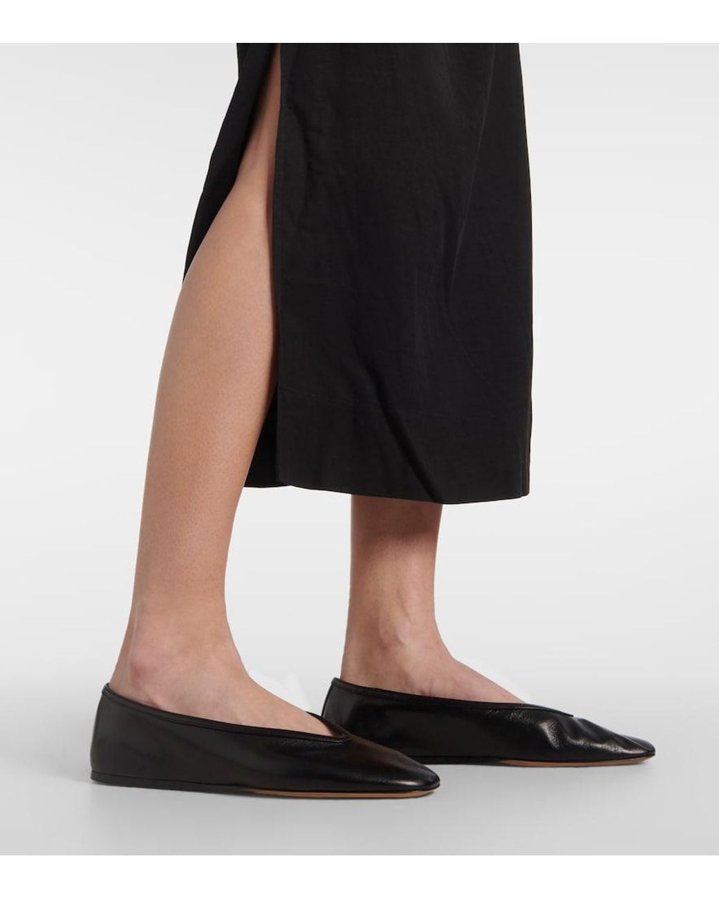 Le Monde Beryl Black Luna Leather Ballet Flats