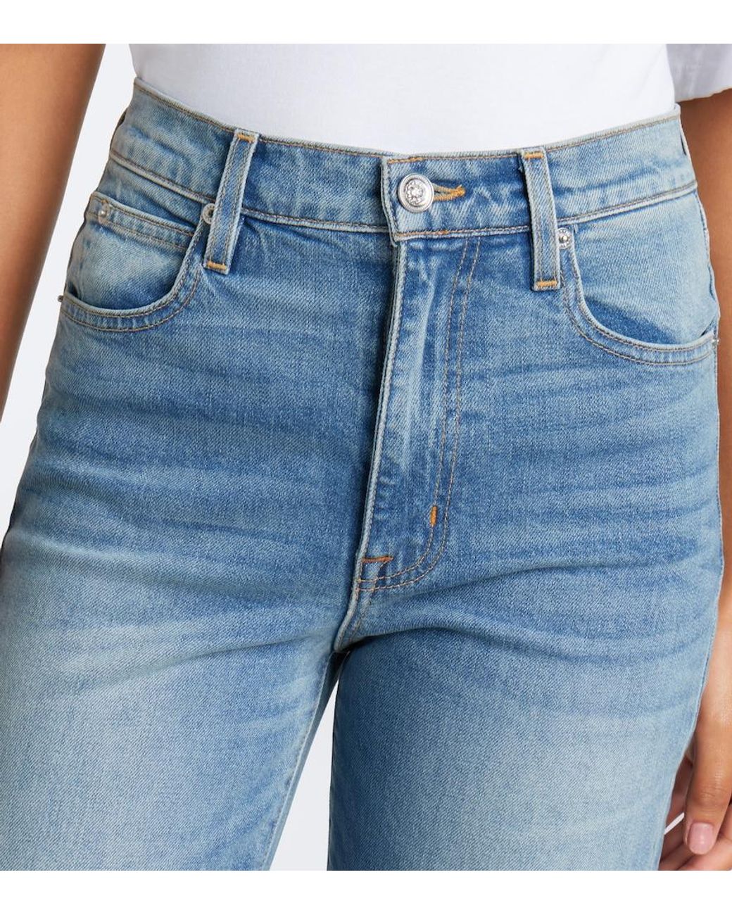 SLVRLAKE Denim Blue London Cropped Straight Jeans