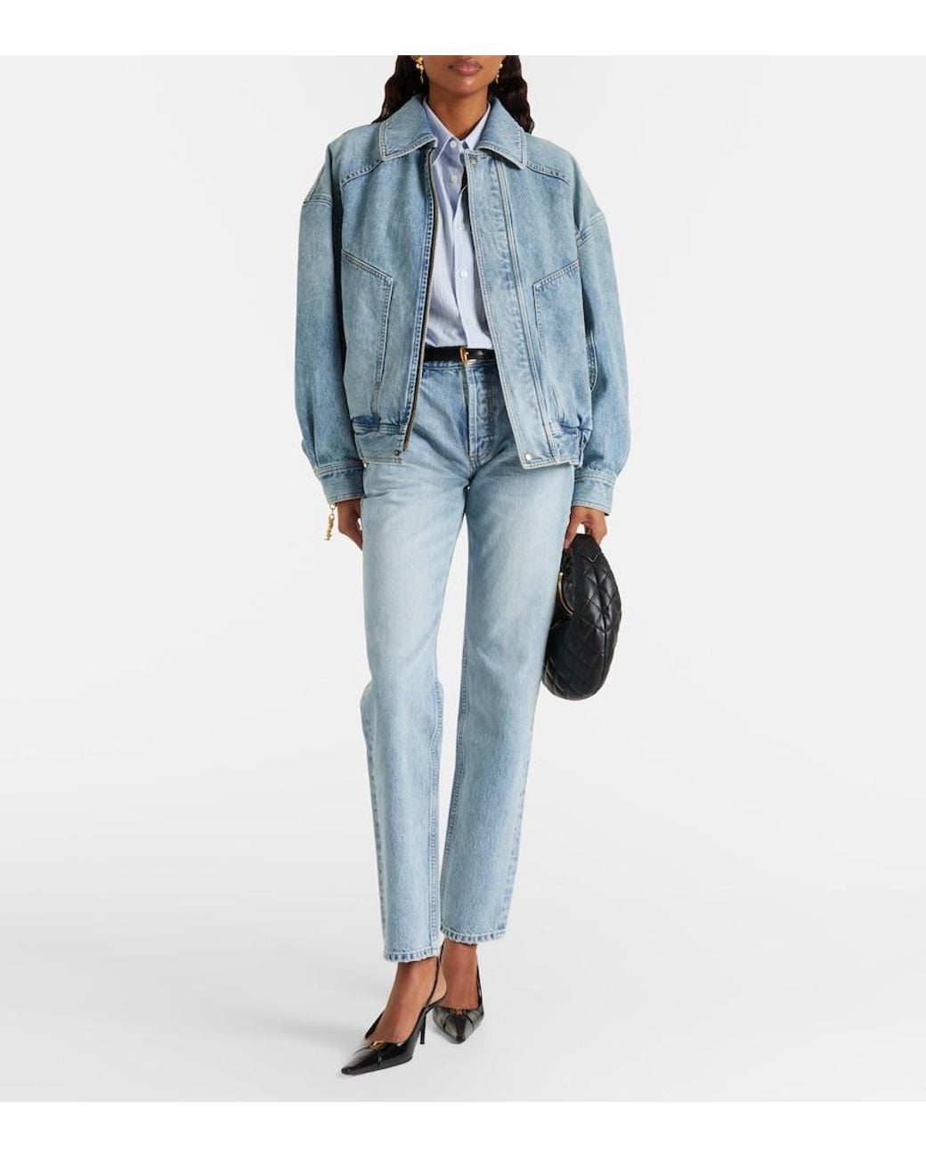Saint Laurent Blue High-Rise Straight Jeans