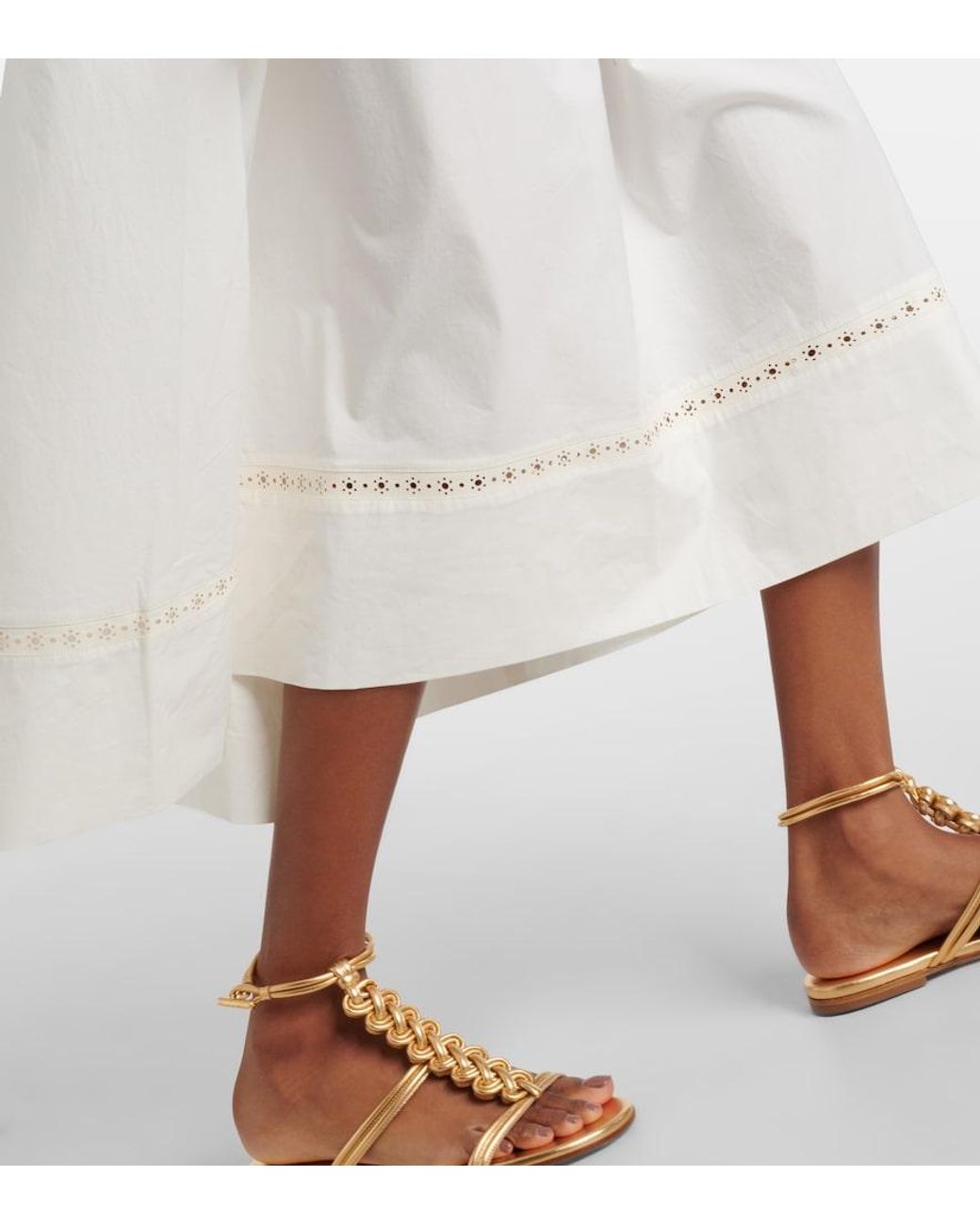 Yves Salomon White Belted Cotton-Blend Maxi Dress