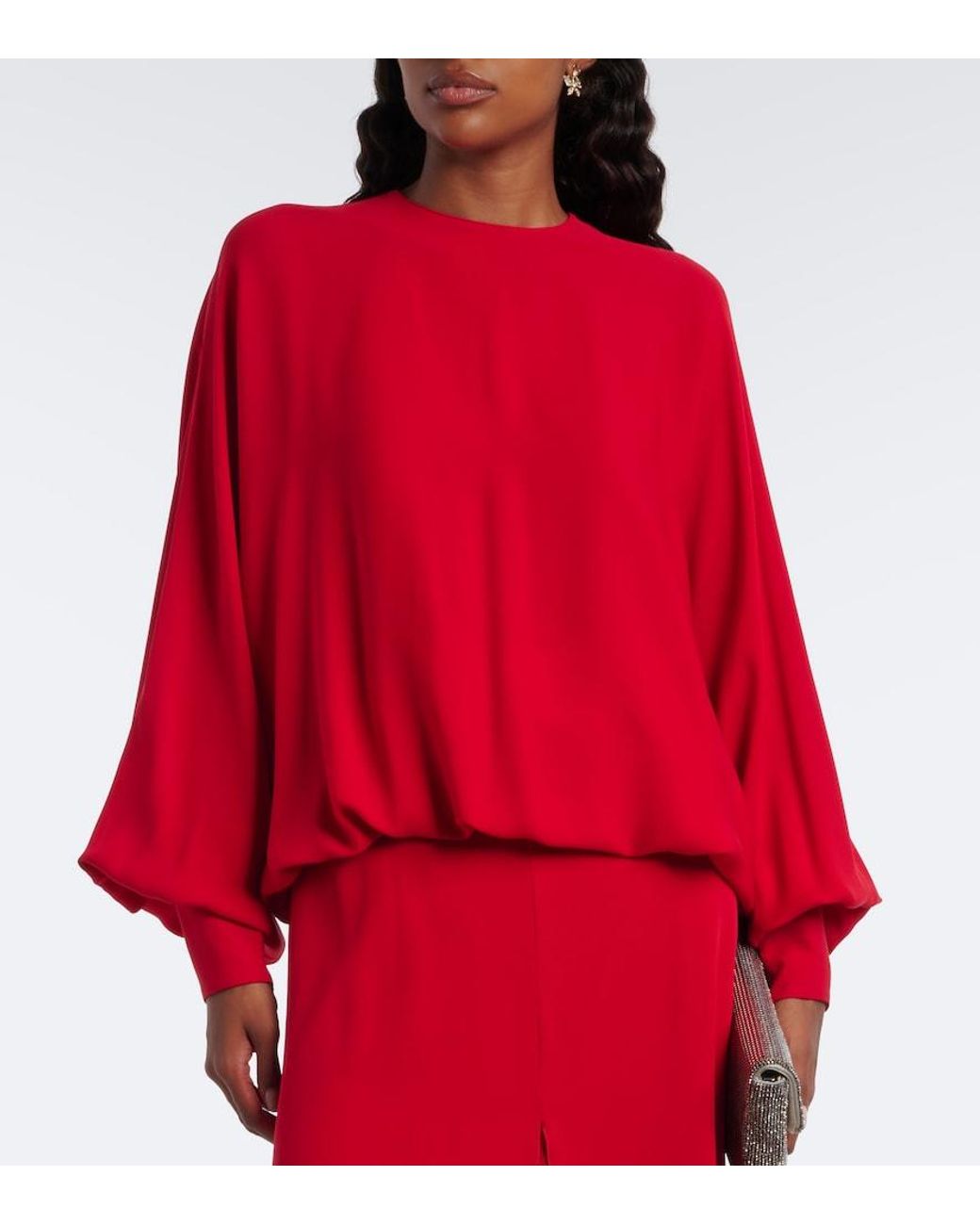 Valentino Garavani Red Silk Georgette Blouse