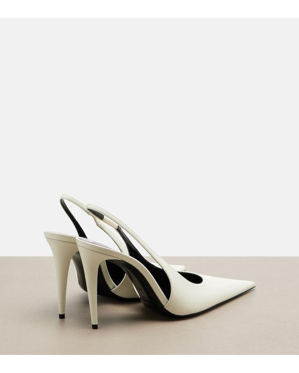 Saint Laurent White Guermantes Patent Leather Slingback Pumps