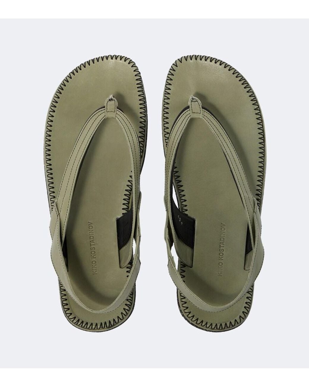 Kiko Kostadinov Green Andras Leather Thong Sandals for men